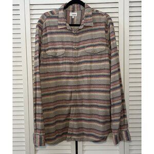 Sonoma The Supersoft Flannel Mens Big & Tall Plaid Shirt Gray Stripe XL Tall